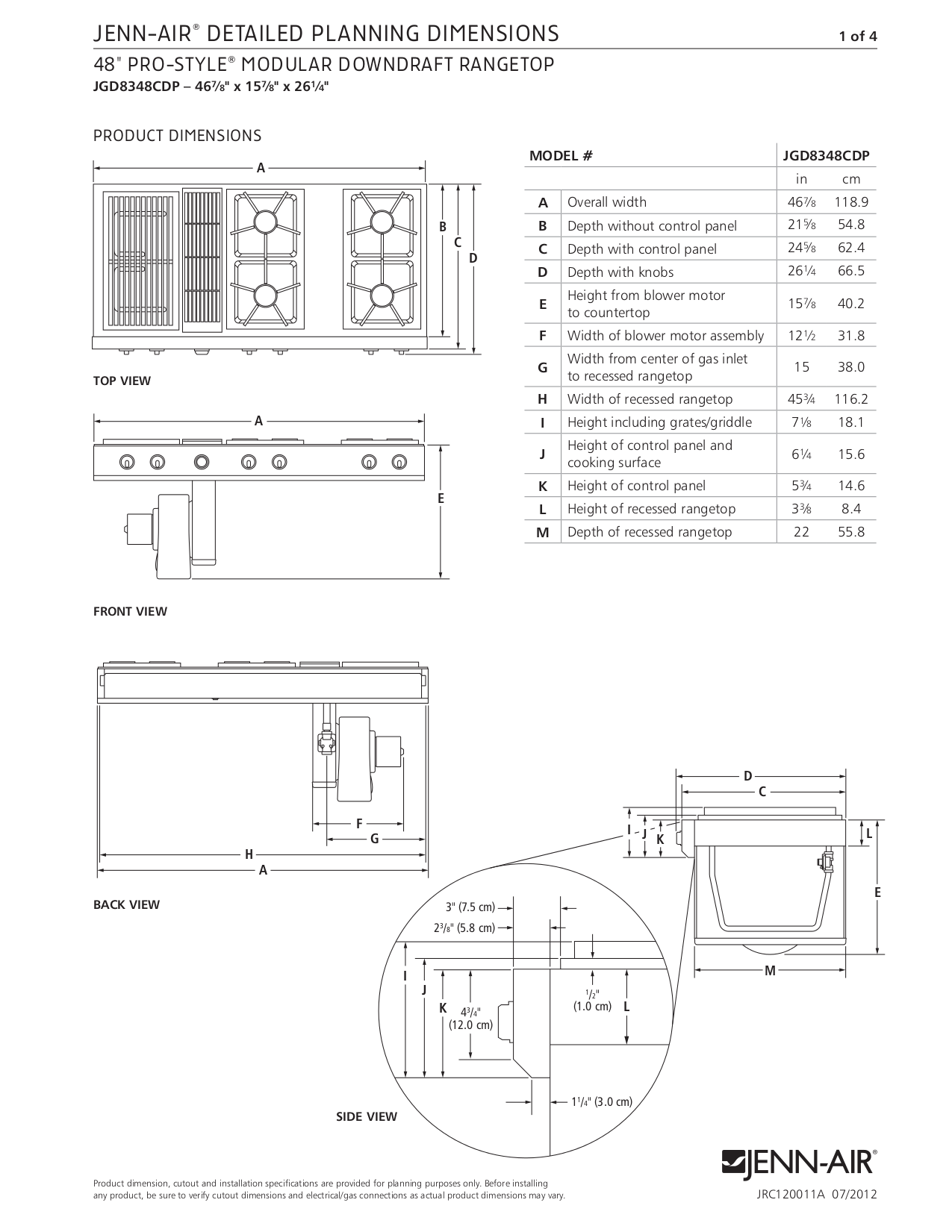 PDF manual for JennAir Range JGD8348CDP